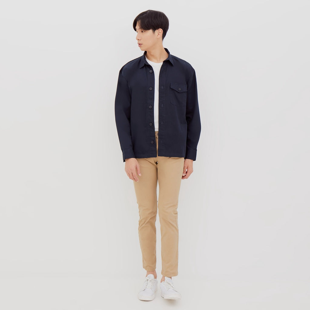 M231 Kemeja Jaket Pria Panjang Navy 2269D