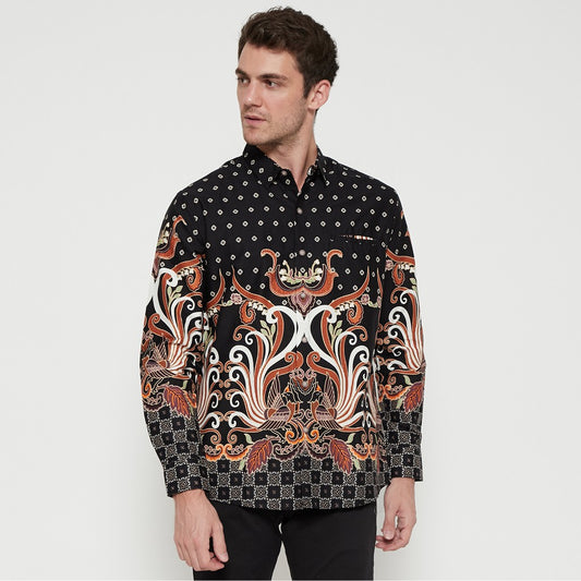 M231 Kemeja Pria Batik Panjang Warna Hitam 1723