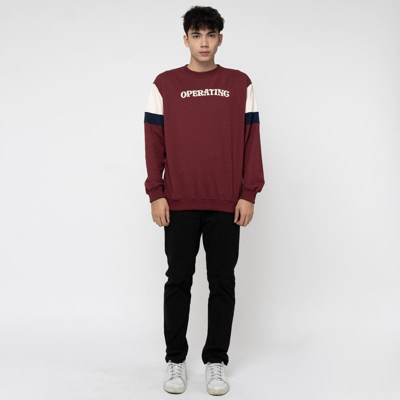 M231 Sweater Crewneck Panjang Maroon 2230B