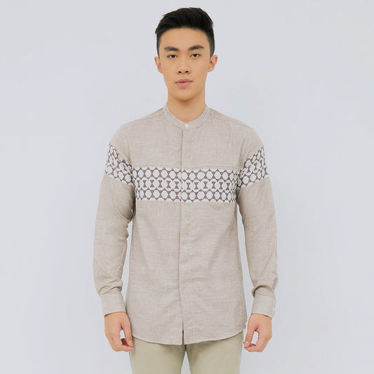 M231 Kemeja Pria Koko Panjang Coklat 2324B