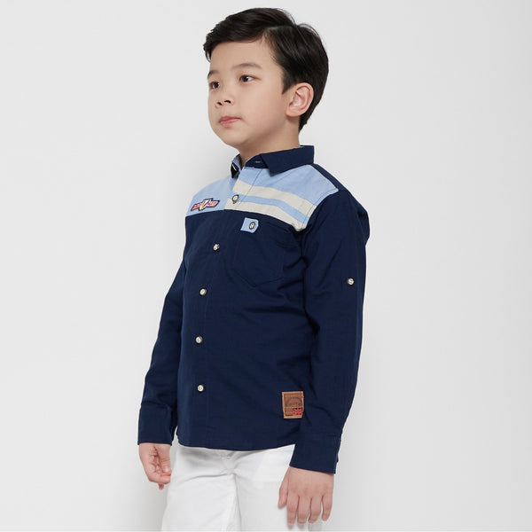 M231 Kemeja Anak Laki Laki Basic Combination Warna Navy 9356B