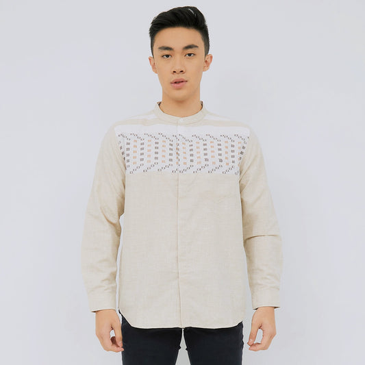 M231 Kemeja Pria Koko Panjang Cream 2381
