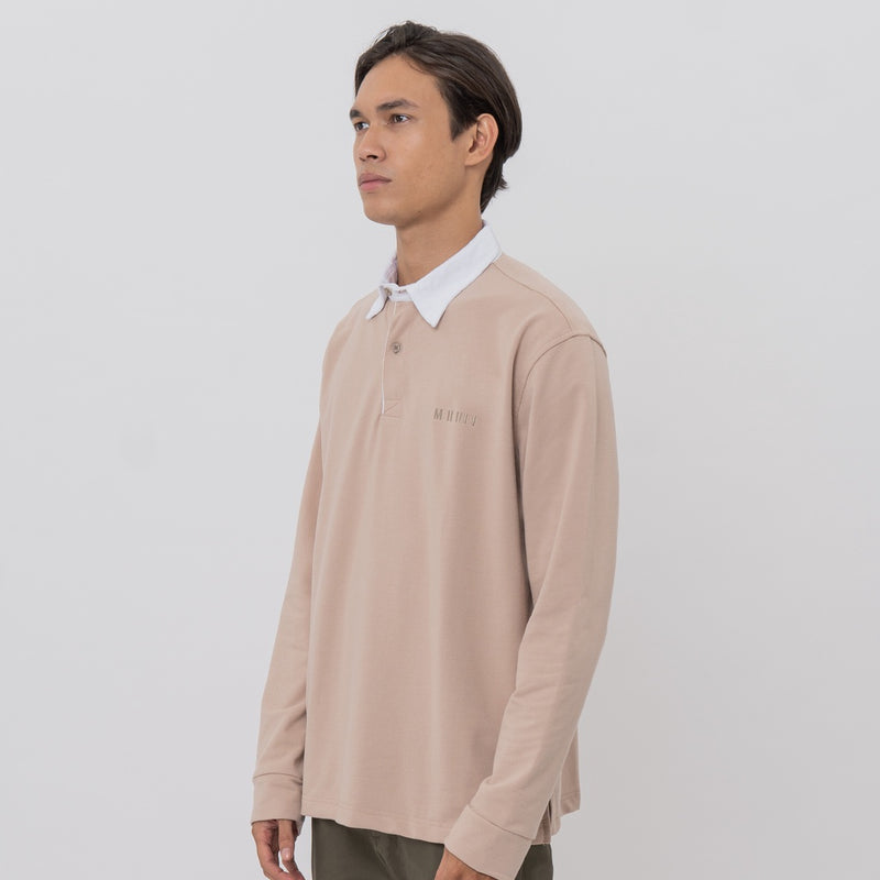 M231 Pakaian Pria Polo Neck Sweatshirt Cream 2582B