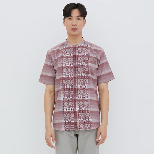 M231 Kemeja Pria Koko Pendek Maroon 2505A