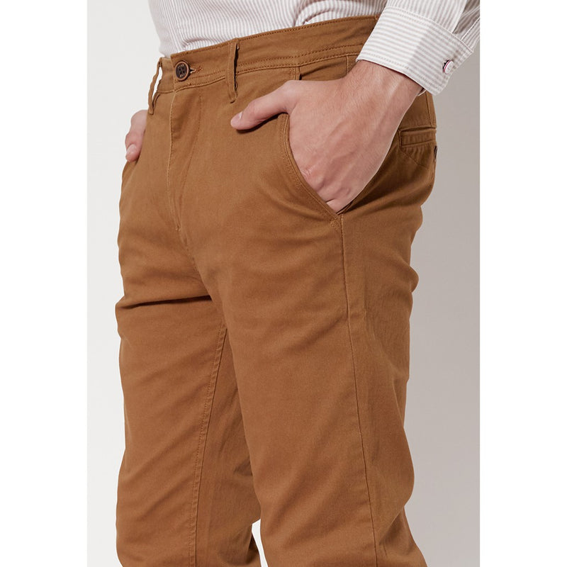 M231 Celana Panjang Pria Chinos Slim Fit Stretch Warna Coklat C1028