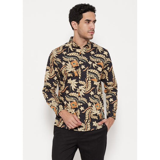 M231 Kemeja Pria Batik Panjang Warna Hitam 1080B