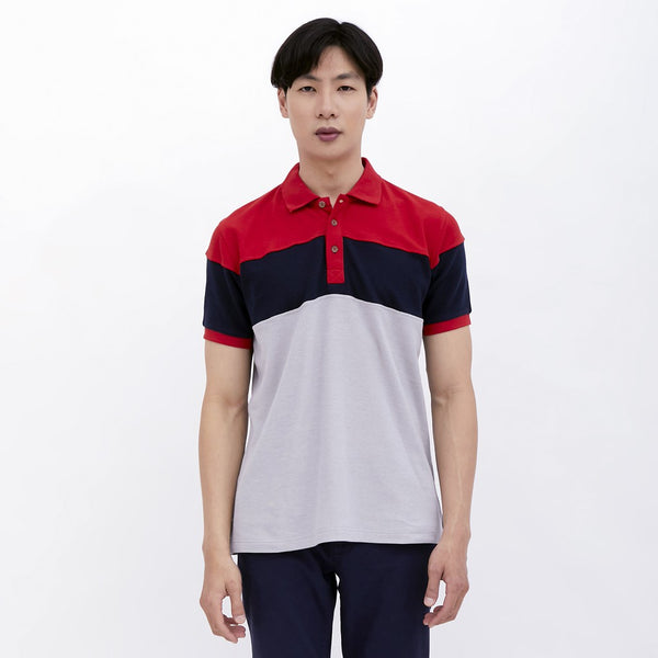 M231 Polo Shirt Pria Combination Pendek Abu 2093B