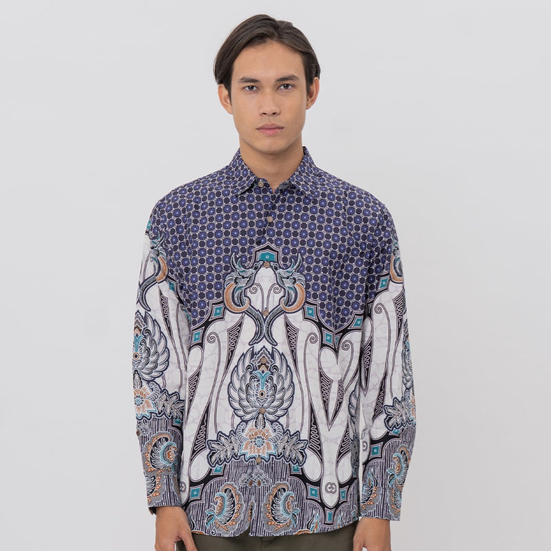 M231 Kemeja Pria Batik Panjang Navy 2587A