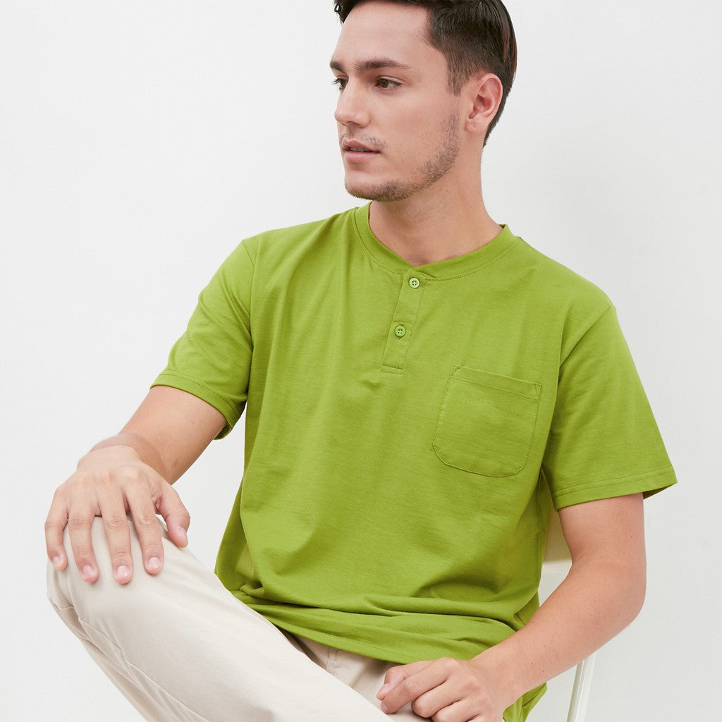 M231 T-Shirt Polos Kancing Pendek Warna Hijau 1835D