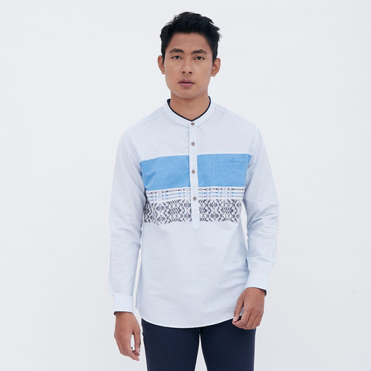 M231 Kemeja Pria Koko Panjang Biru 1611A