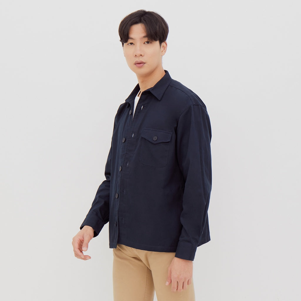 M231 Kemeja Jaket Pria Panjang Navy 2269D
