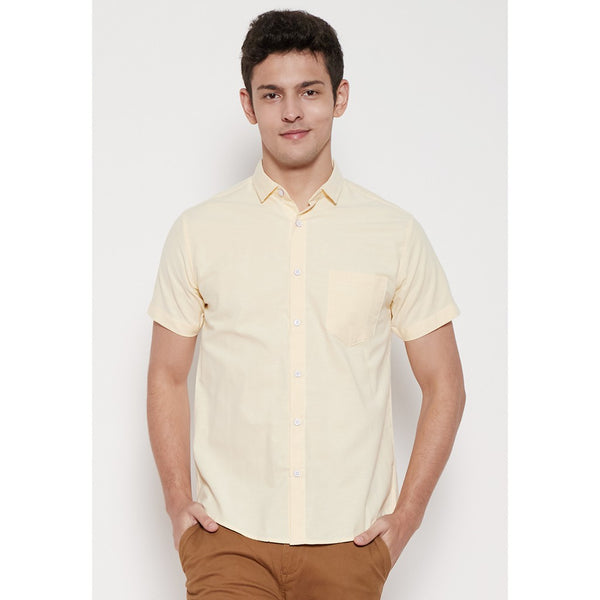 M231 Kemeja Pria Basic Polos Oxford Pendek Warna Kuning 1457P