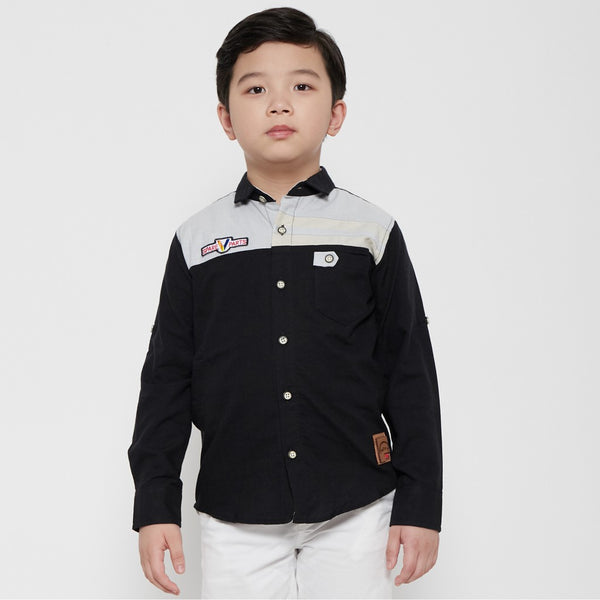 M231 Kemeja Anak Laki Laki Basic Combination Warna Hitam 9356A