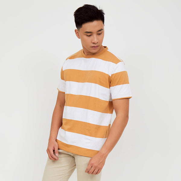 M231 T-Shirt Stripe Pendek Coklat 2171B