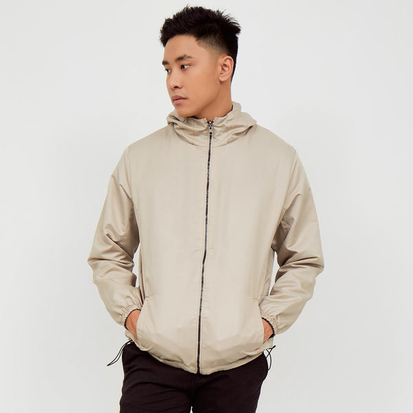 M231 Jaket Pria Hoodie Taslan Panjang Cream 2079A