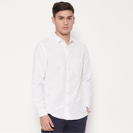 M231 Kemeja Pria Basic Polos Oxford Panjang Warna Putih 1468A