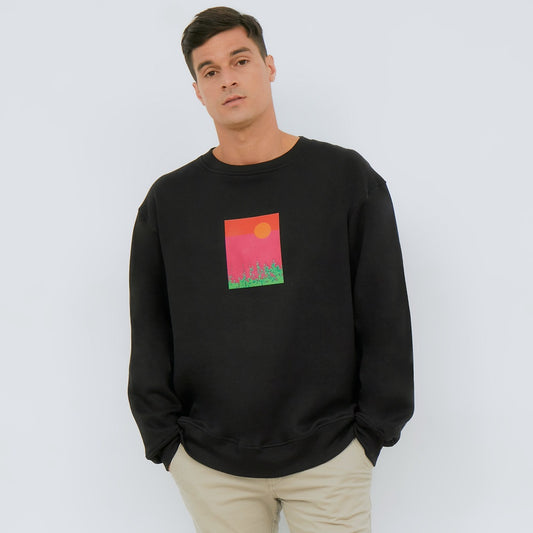 M231 Sweater Crewneck Vantage Panjang Hitam 2392C