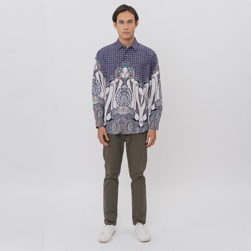 M231 Kemeja Pria Batik Panjang Navy 2587A