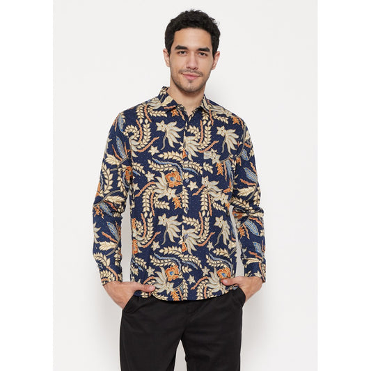 M231 Kemeja Pria Batik Panjang Warna Navy 1080A