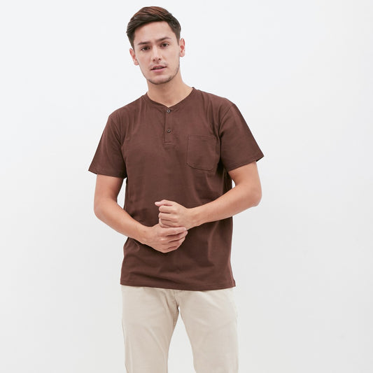 M231 T-Shirt Polos Kancing Pendek Warna Coklat 1835A