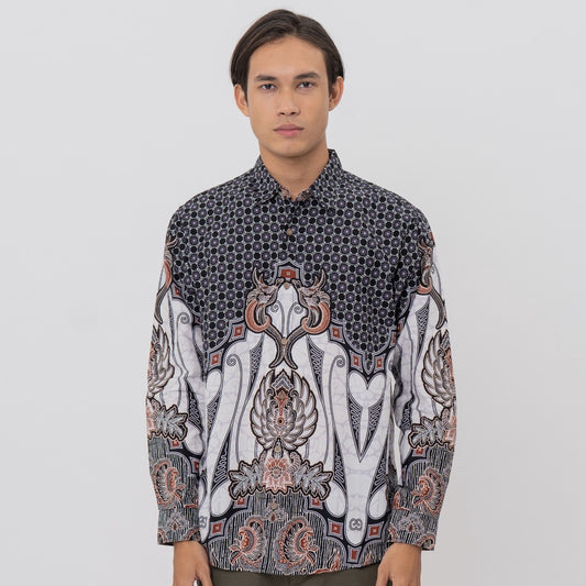 M231 Kemeja Pria Batik Panjang Hitam 2587B
