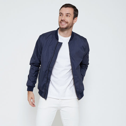M231 Jaket Pria Taslan Bomber Panjang Navy 1758A