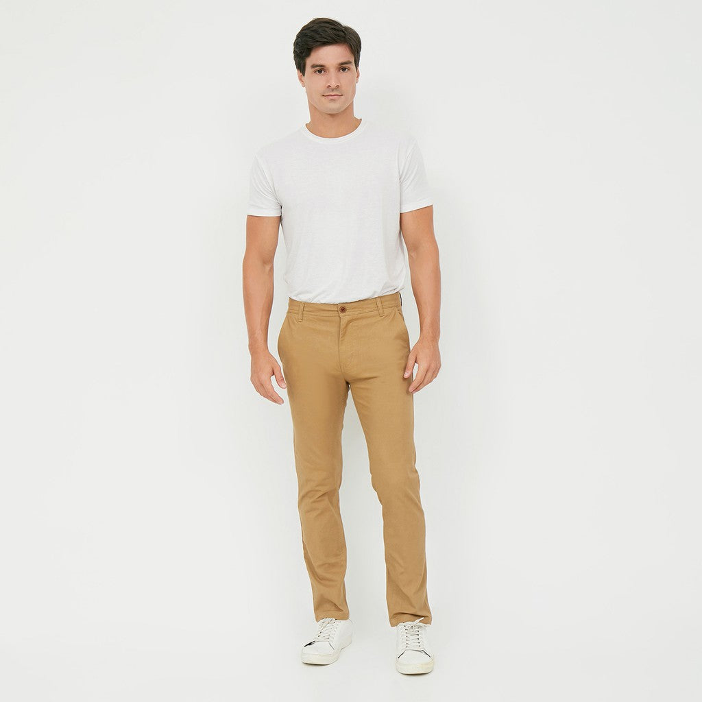 M231 Celana Panjang Pria Chinos Slim Fit Stretch Coklat C1140