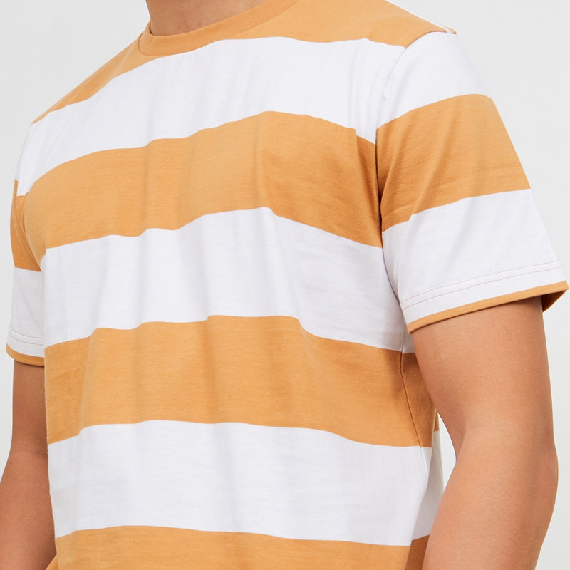 M231 T-Shirt Stripe Pendek Coklat 2171B