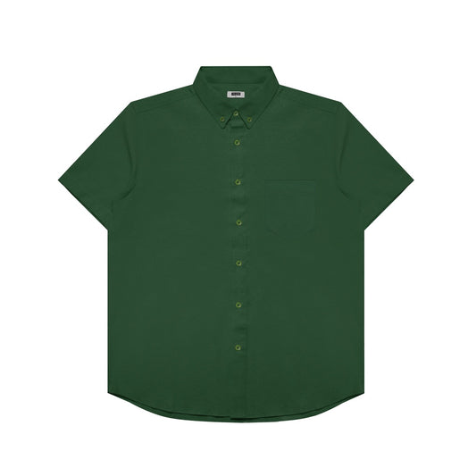 M231 Kemeja Pria Basic Polos Oxford Pendek Hijau 1457K