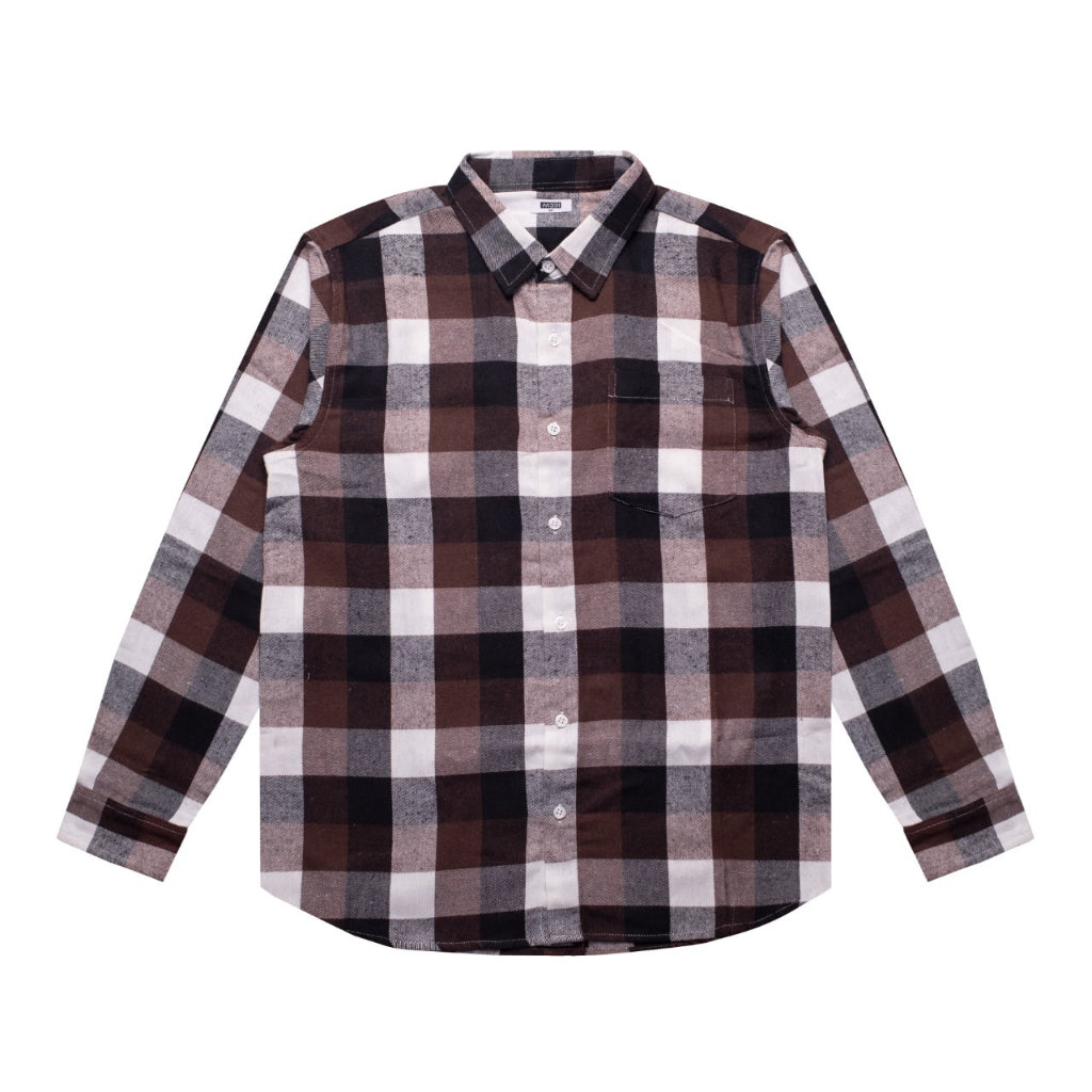 M231 Kemeja Pria Flannel Panjang Coklat 2847B