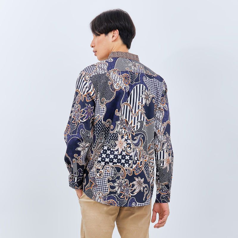 M231 Kemeja Pria Batik Panjang Navy 3061A