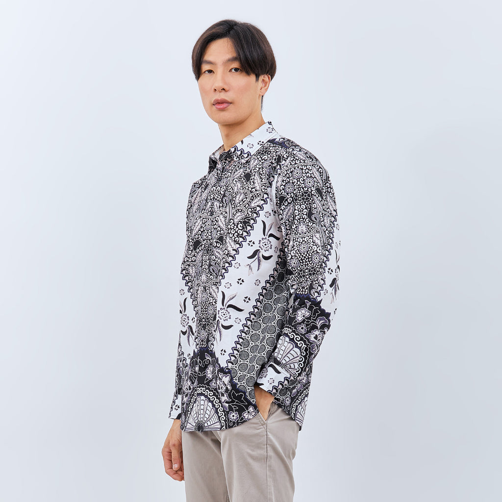 M231 Kemeja Pria Batik Panjang Hitam 3070A
