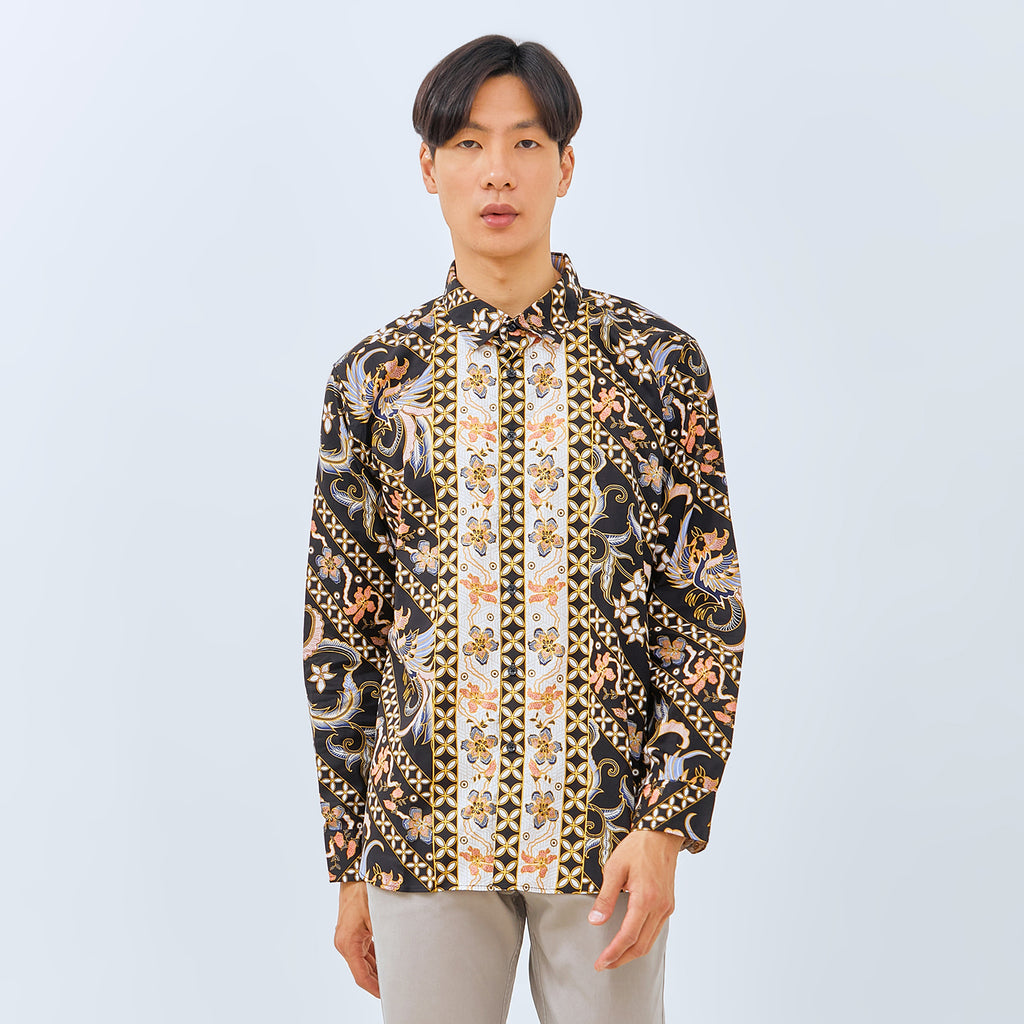 M231 Kemeja Pria Batik Panjang Hitam 3032