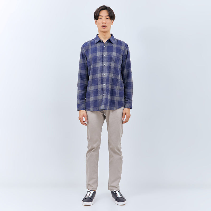 M231 Kemeja Pria Flannel Panjang Navy 3012