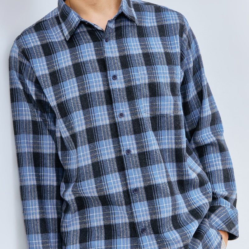 M231 Kemeja Pria Flannel Panjang Biru 2960