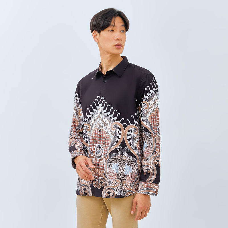 M231 Kemeja Pria Batik Panjang Hitam 3041