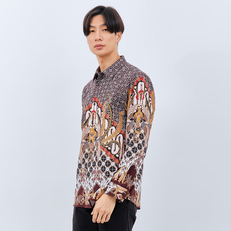 M231 Kemeja Pria Batik Panjang Coklat 3035B