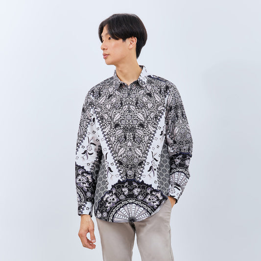 M231 Kemeja Pria Batik Panjang Hitam 3070A