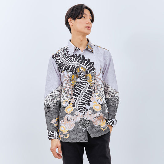 M231 Kemeja Pria Batik Panjang Abu 3069