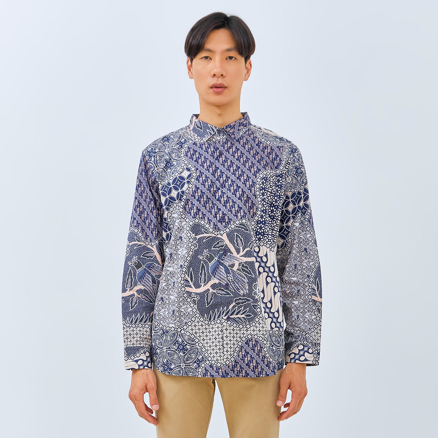 M231 Kemeja Pria Batik Panjang Biru 3071A