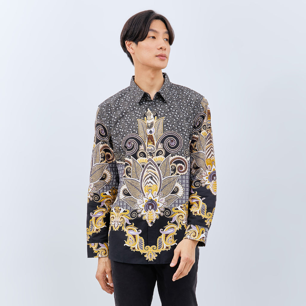 M231 Kemeja Pria Batik Panjang Hitam 3036C