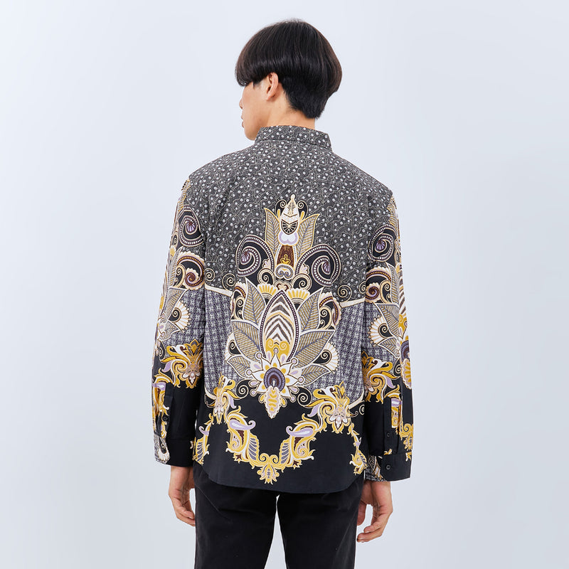 M231 Kemeja Pria Batik Panjang Hitam 3036C