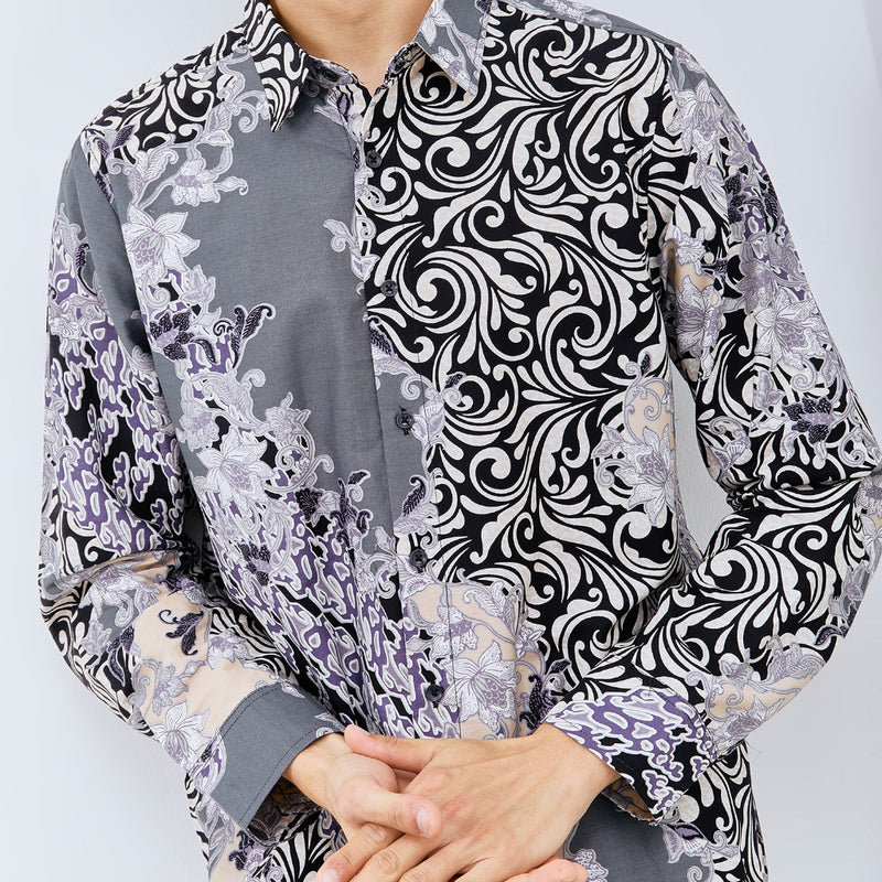 M231 Kemeja Pria Batik Panjang Abu 3059