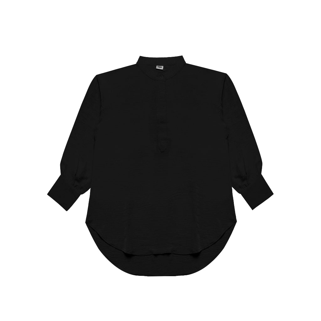 M231 Kemeja Wanita Blouse Kerah Shanghai Panjang Hitam 2910C