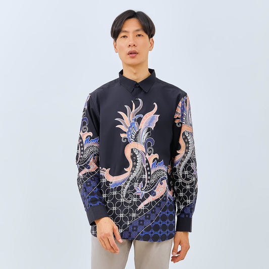 M231 Kemeja Pria Batik Panjang Hitam 3033