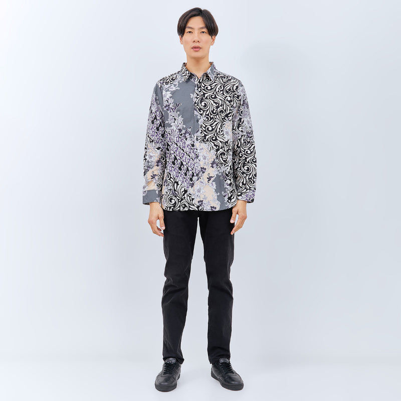 M231 Kemeja Pria Batik Panjang Abu 3059