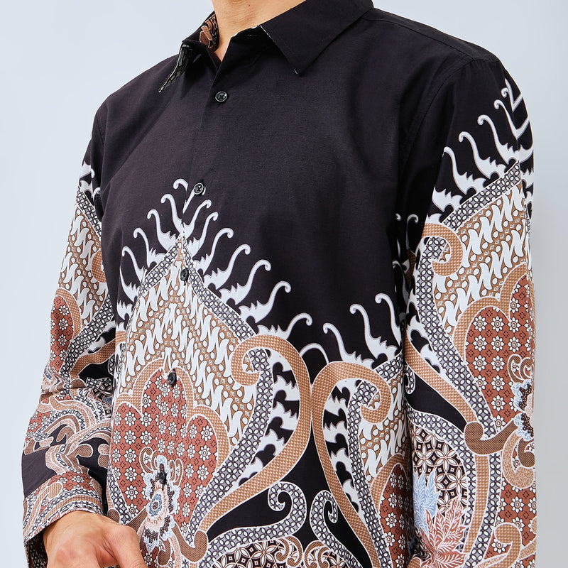 M231 Kemeja Pria Batik Panjang Hitam 3041