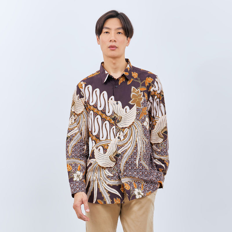 M231 Kemeja Pria Batik Panjang Coklat 3037B