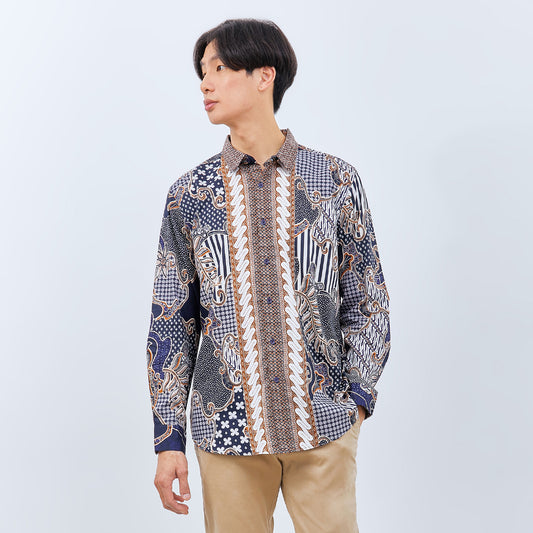 M231 Kemeja Pria Batik Panjang Navy 3061A