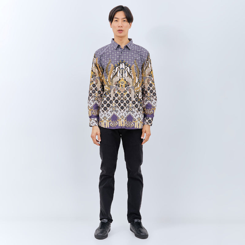 M231 Kemeja Pria Batik Panjang Ungu 3008A